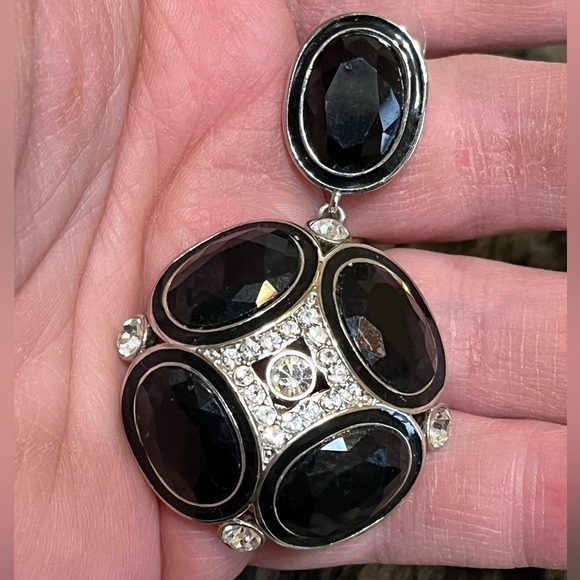 Black Bubble Rhinestone Earrings - Picture 4 of 10